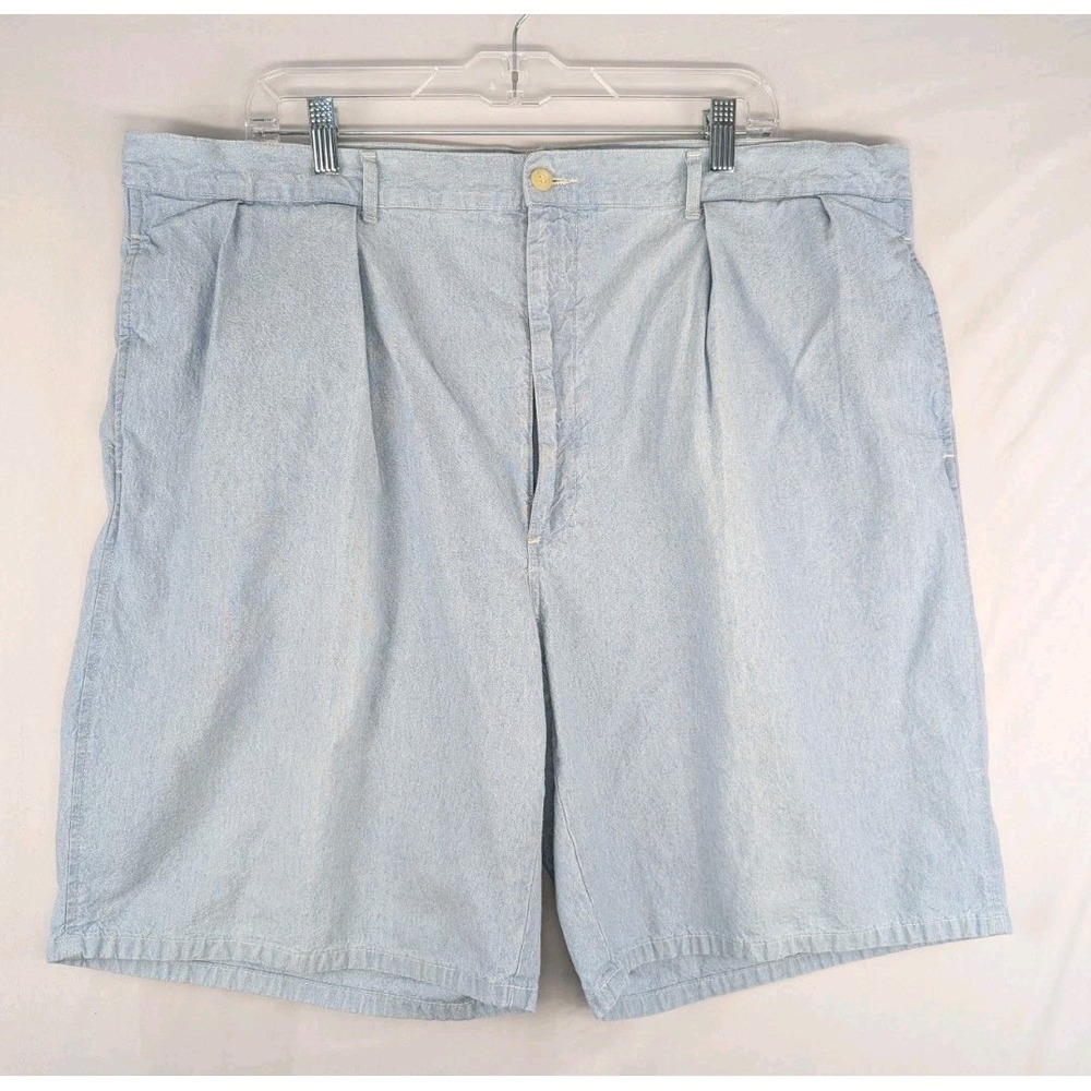 VINTAGE Polo Ralph Lauren Shorts Mens 42 Blue‎ Pleated Cotton Made In USA 90s